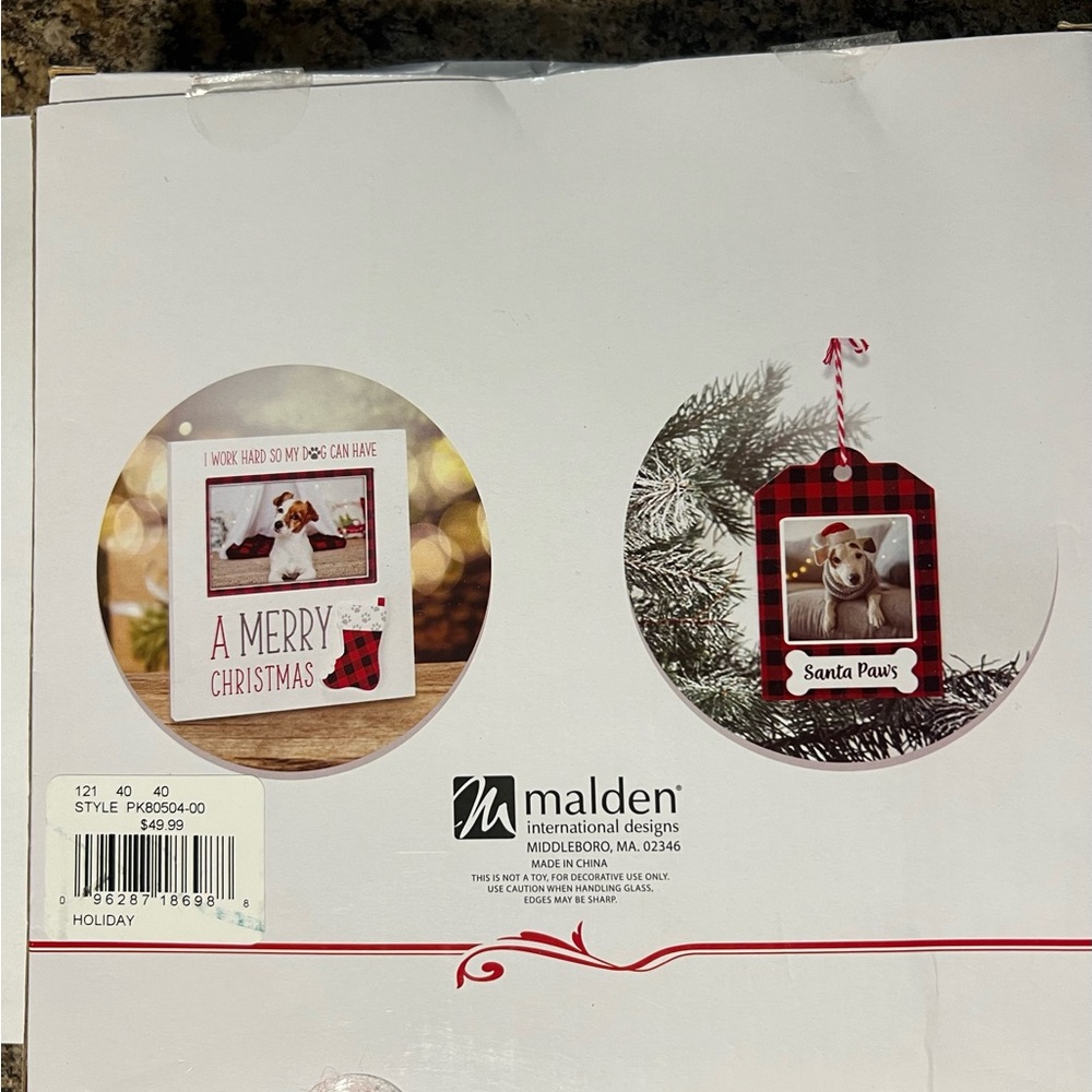 2 pc gift set Christmas Dog Frame & Ornament Malden Holiday Set NEW MSRP $44 s@ - Picture 6 of 6